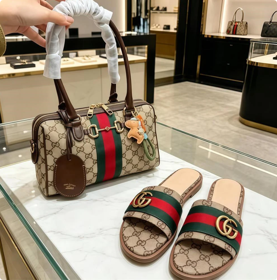 High quality slipper & handbag set free shipping GUI