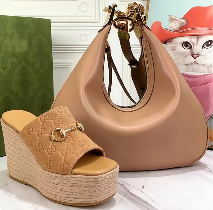High quality slippers & shoulder bag set free shipping GUI